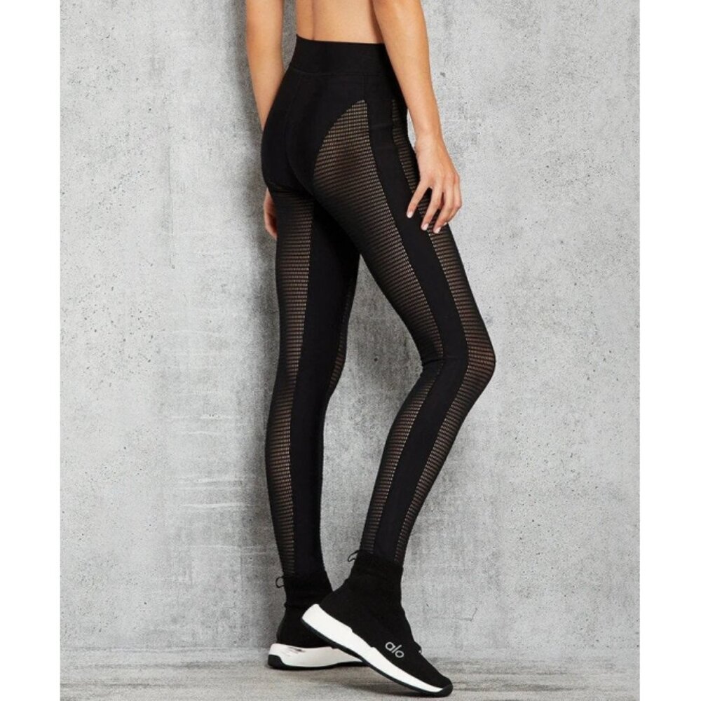 Alo High-Waist Airlift Energize Legging Black Sheer Mesh Cut-Outs Cutouts Tights - Picture 2 of 16